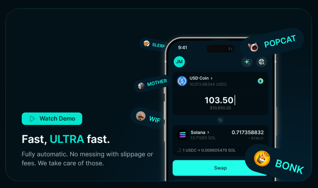 Jupiter Wallet app showing Solana assets