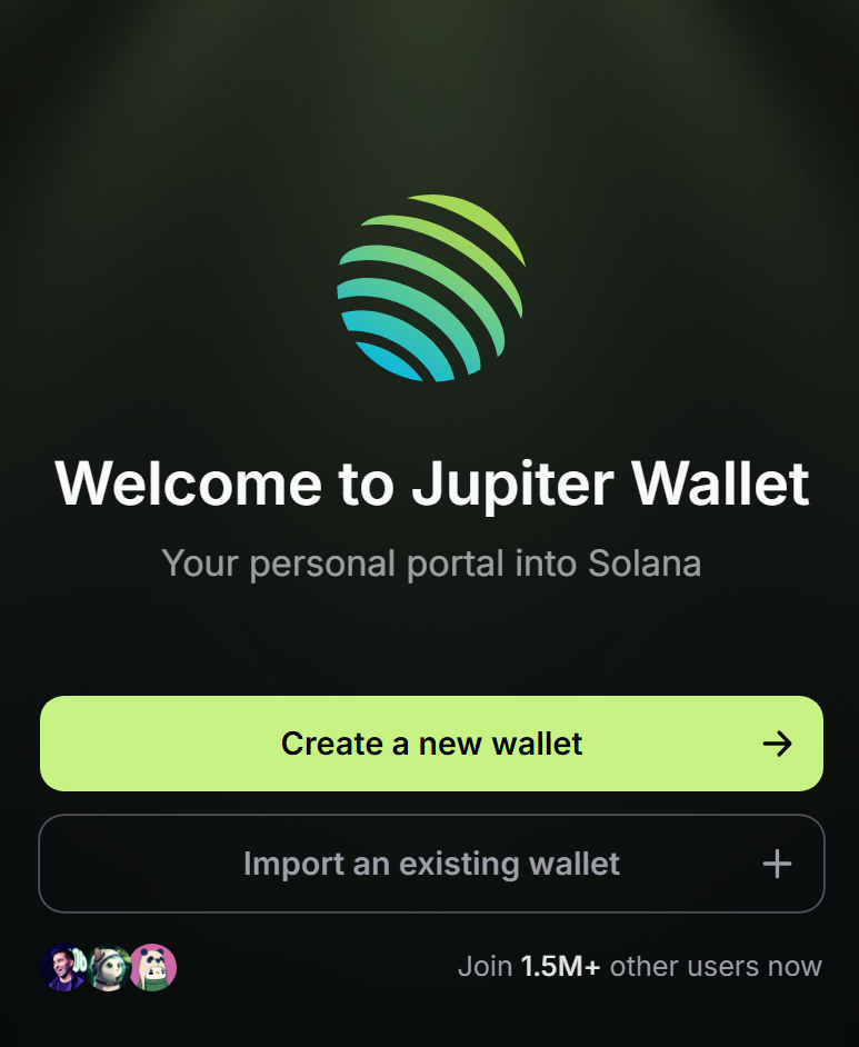 Create a new wallet in Jupiter Wallet