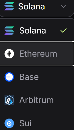 Select a network in Jupiter Wallet